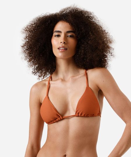 biquíni top cortininha feminino canelado marrom M biquíni top cortininha feminino canelado marrom M