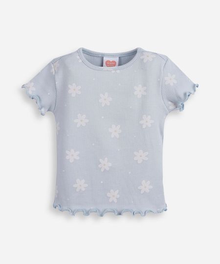 blusa infantil canelada margaridas azul 2 blusa infantil canelada margaridas azul 2