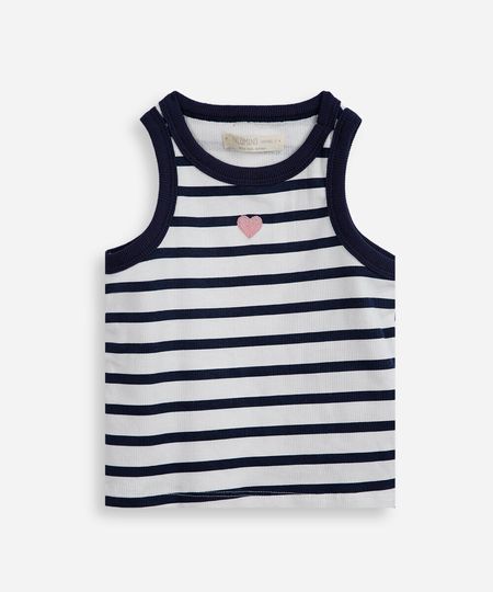 regata infantil de algodão canelada listrada azul 10 regata infantil de algodão canelada listrada azul 10