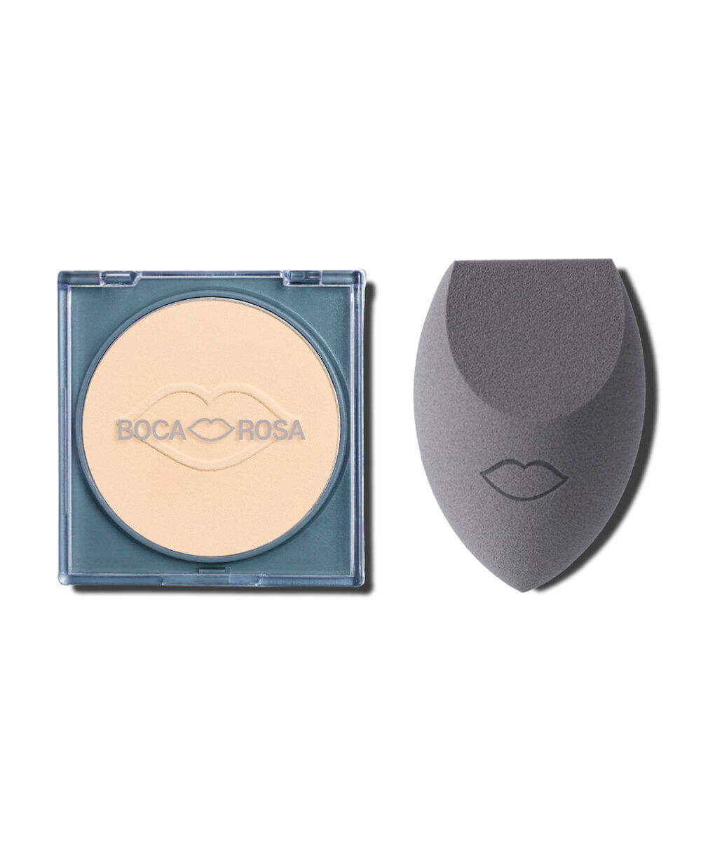 kit boca rosa esponja e pó translúcido cuscuz
