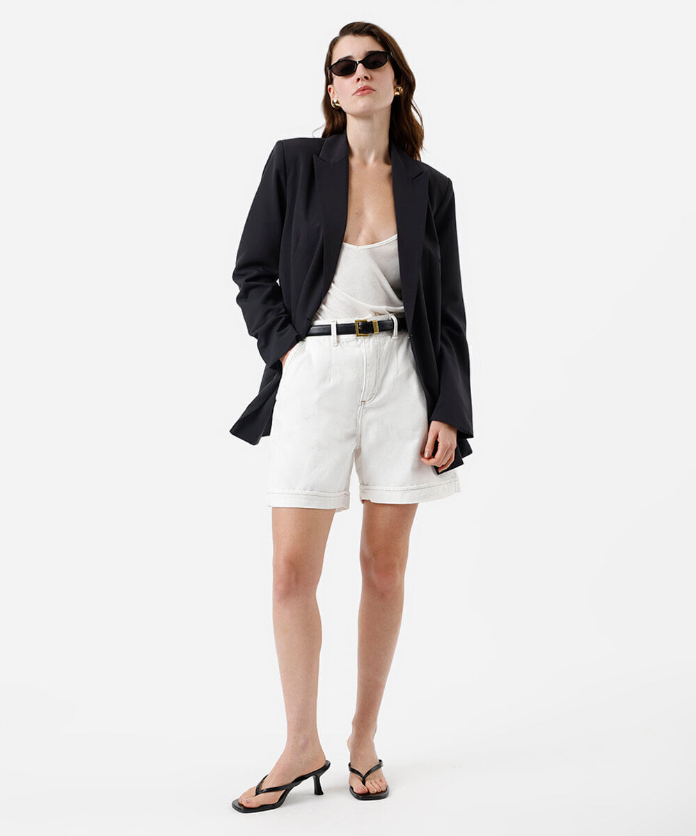 Vista 2 bermuda feminina de sarja cintura alta C&A Marrom C&A Marrom