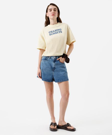 short feminino jeans cintura alta azul 42 short feminino jeans cintura alta azul 42