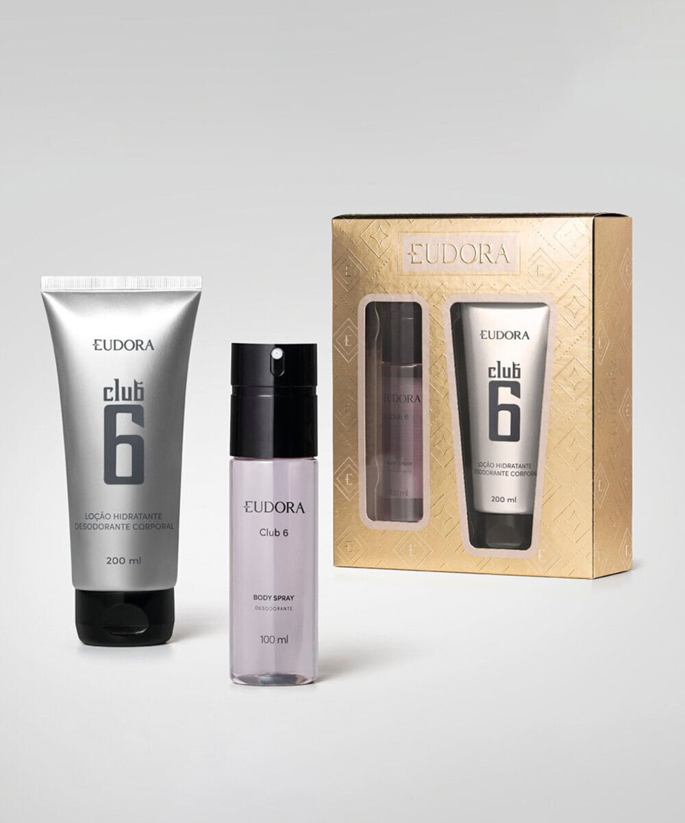 kit masculino eudora club 6 body spray 100ml e loção corporal 200ml