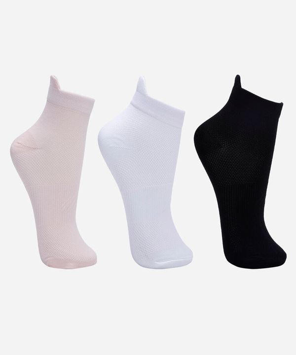 kit de 3 meias esportivasfemininas cano médio colorida 34-39