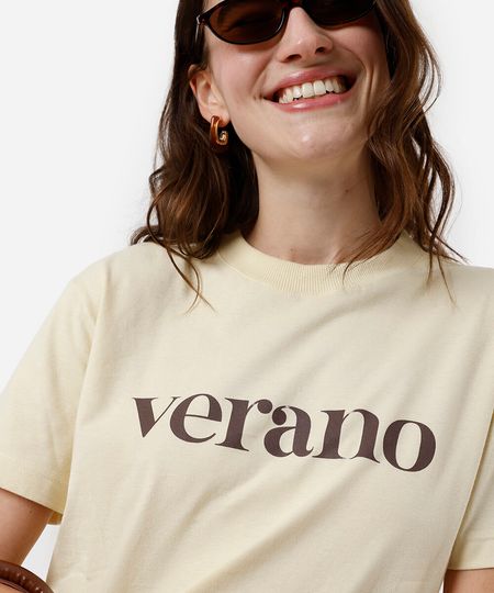 camiseta feminina de algodão verano amarela PP