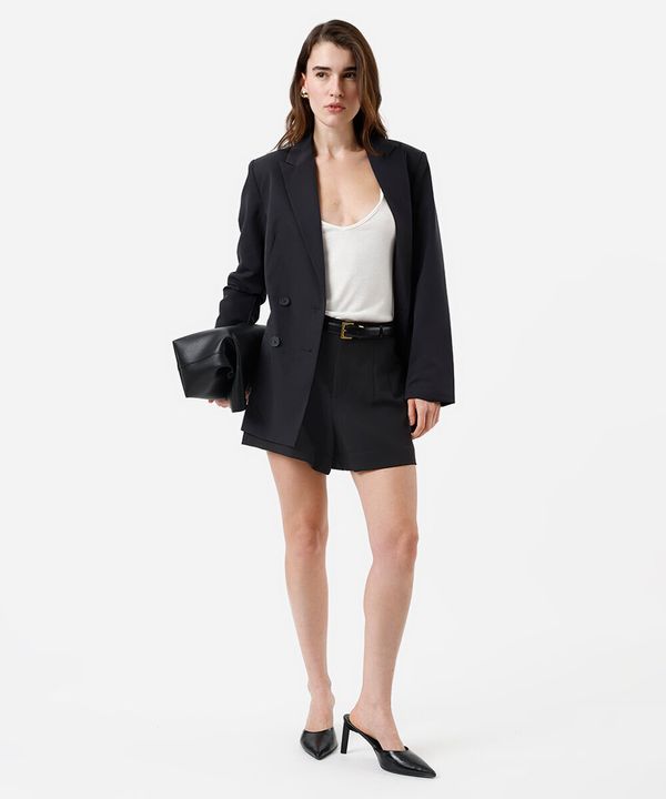 short de alfaiataria feminino com pences preto 38