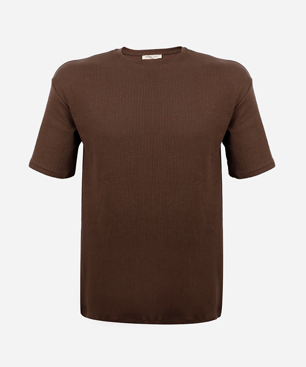 camiseta juvenil de algodão texturizada marrom