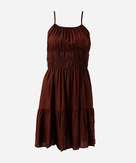 vestido midi juvenil em viscose com alças finas marrom 14 vestido midi juvenil em viscose com alças finas marrom 14