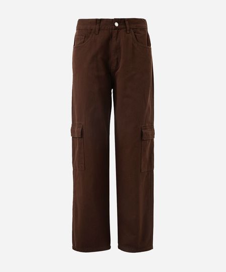 calça cargo juvenil em sarja marrom 14