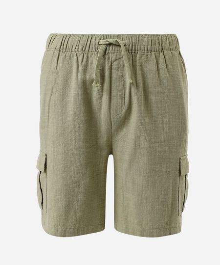 bermuda cargo juvenil de algodão cós elástico  verde 10