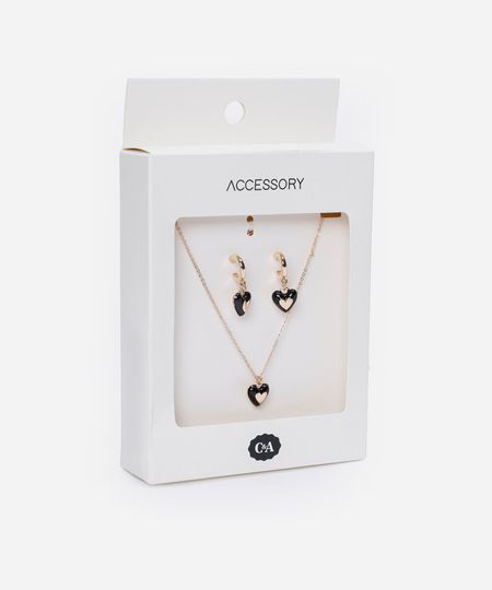 kit de colar e brincos corações dourado UNICO kit de colar e brincos corações dourado UNICO