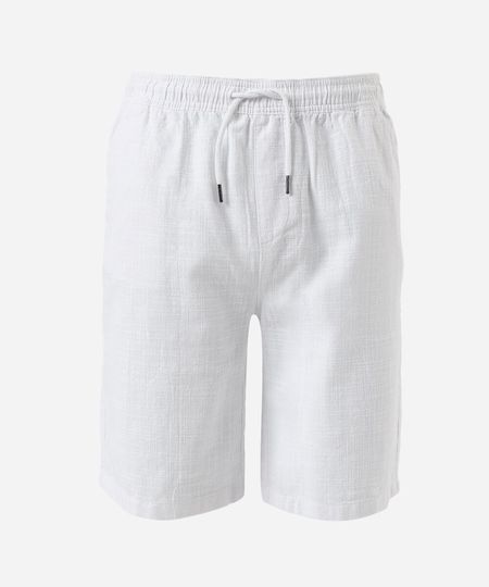 bermuda juvenil de algodão cós elástico branca 10 bermuda juvenil de algodão cós elástico branca 10