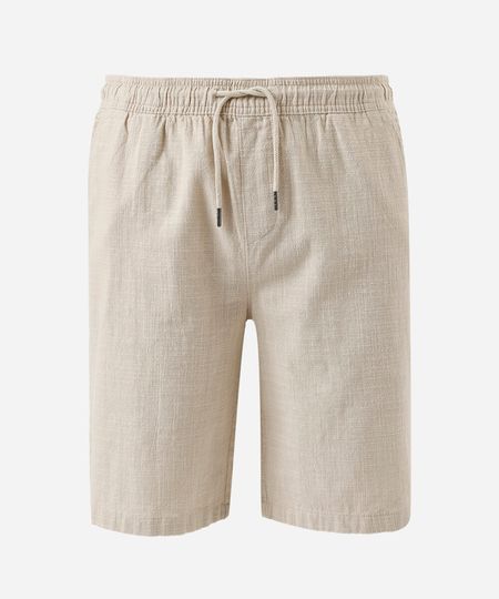 bermuda juvenil de algodão cós elástico bege 10 bermuda juvenil de algodão cós elástico bege 10