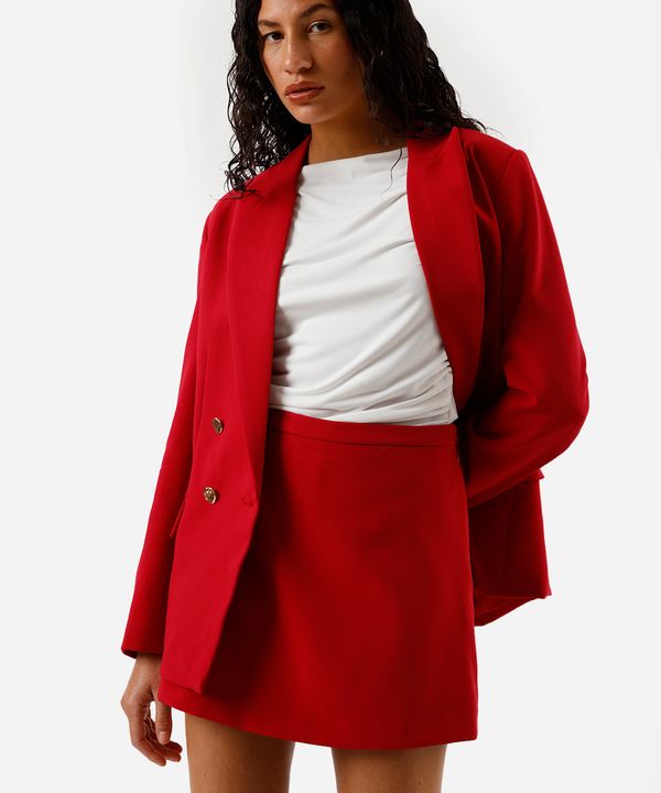 short saia de alfaiataria feminino cintura alta - vermelho 42