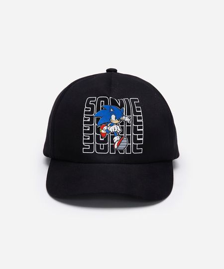 boné infantil aba reta sonic preto Único boné infantil aba reta sonic preto Único