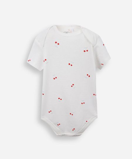 body infantil manga curta cerejinha off white 0-3 body infantil manga curta cerejinha off white 0-3