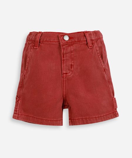bermuda shorter infantil de algodão vermelho 1 bermuda shorter infantil de algodão vermelho 1