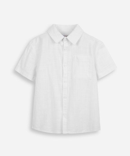 camisa infantil de algodão texturizada com bolso branco 6