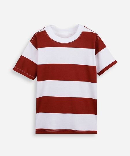 camiseta infantil com algodão listrada vermelha 8 camiseta infantil com algodão listrada vermelha 8