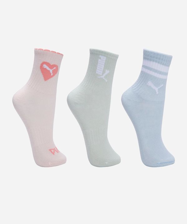kit de 3 meias infantis cano longo puma 29-34 colorido 29-34