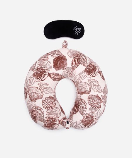 apoio de pescoço com máscara de dormir conchas colorido UNICO