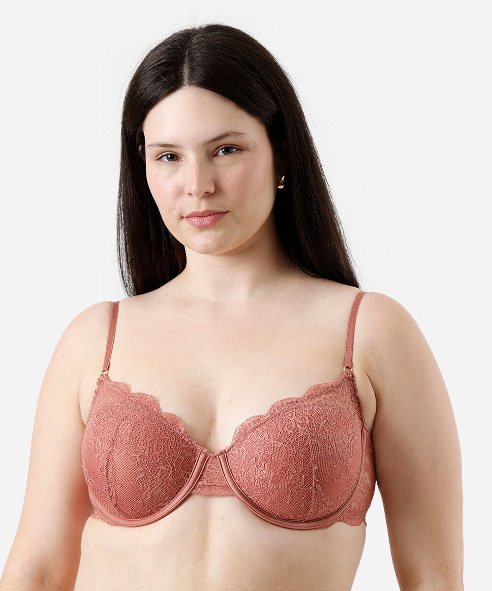 sutiã meia taça com renda rosa