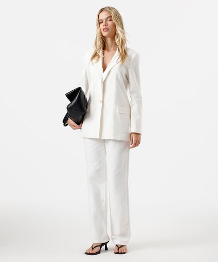 calça reta feminina de sarja sawary off white 46 calça reta feminina de sarja sawary off white 46