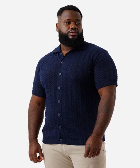 camisa masculina tricot plus size azul GG1 camisa masculina tricot plus size azul GG1