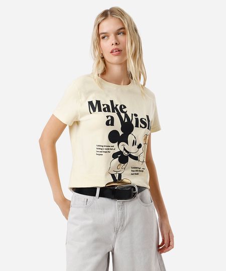 camiseta feminina de algodão mickey amarela G