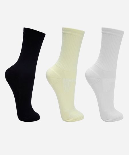 kit de 3 meias cano longo de poliamida colorido 34-39 kit de 3 meias cano longo de poliamida colorido 34-39