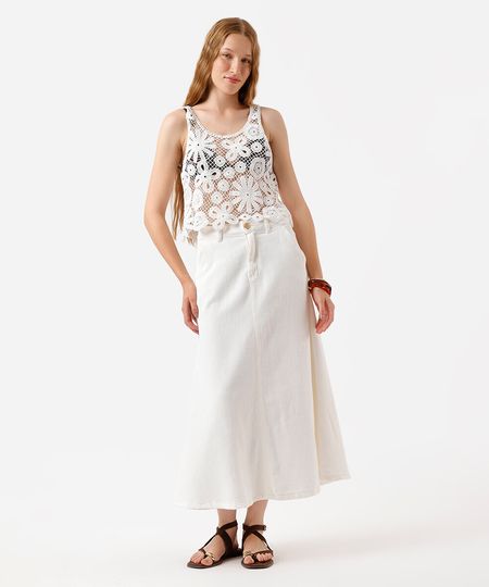 saia midi feminina de sarja off white 38
