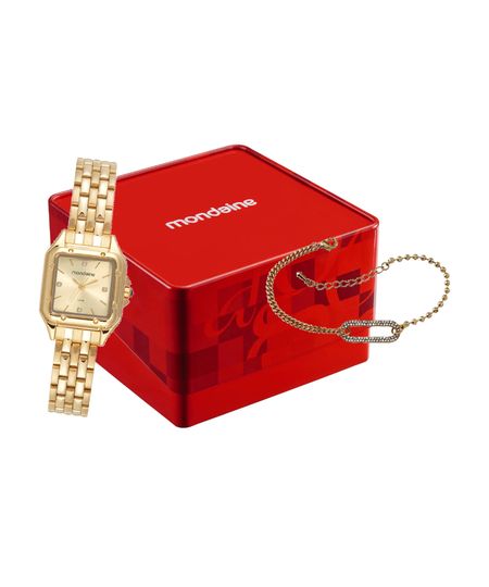 kit relógio feminino mondaine analógico 32777lpmvde1ka dourado UNICO kit relógio feminino mondaine analógico 32777lpmvde1ka dourado UNICO