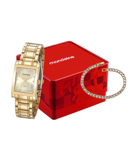 kit relógio feminino mondaine analógico 32103lpmvde1kc dourado UNICO kit relógio feminino mondaine analógico 32103lpmvde1kc dourado UNICO