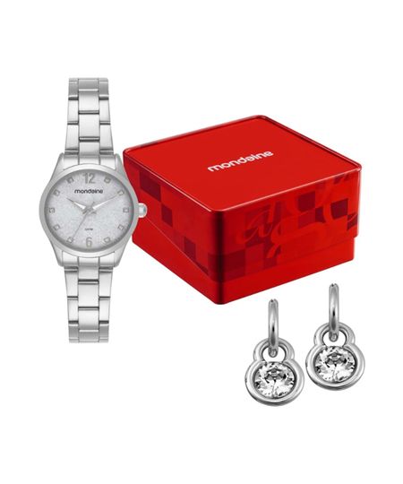 kit relógio feminino mondaine analógico 99803l0mkne2k1 prateado UNICO