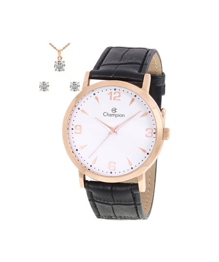 kit relógio feminino champion analógico cn20668e rosa UNICO kit relógio feminino champion analógico cn20668e rosa UNICO
