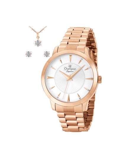 kit relógio feminino champion analógico cn25092e rosa UNICO