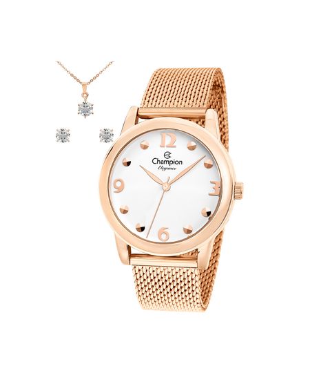 kit relógio feminino champion analógico cn26813b rosa UNICO kit relógio feminino champion analógico cn26813b rosa UNICO