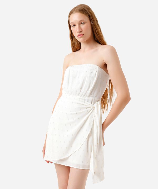 vestido curto sem alça feminino de viscose off white P