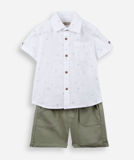 conjunto infantil de algodão estampado branco 3