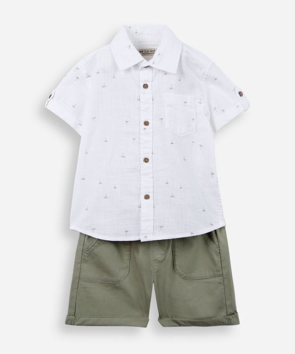 conjunto infantil de algodão estampado branco 2