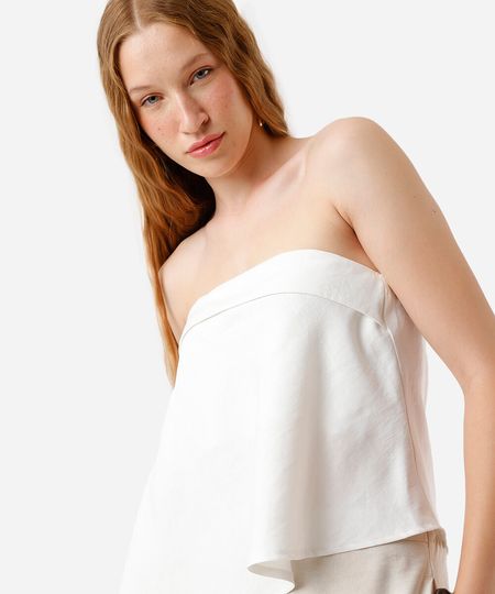 blusa sem alça feminina com viscose off white PP