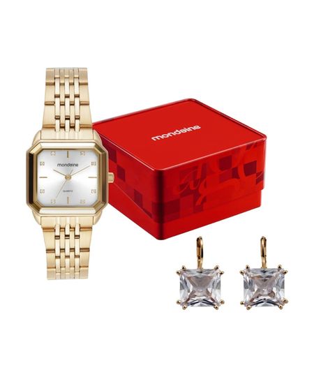 kit relógio feminino mondaine analógico 32872lpmkde1k1 dourado UNICO