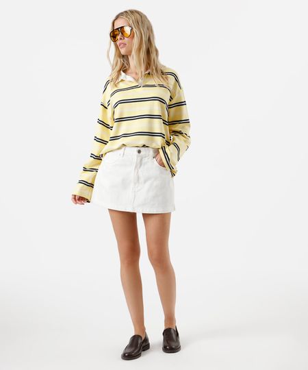 minissaia feminina de sarja cintura média off white 38 minissaia feminina de sarja cintura média off white 38