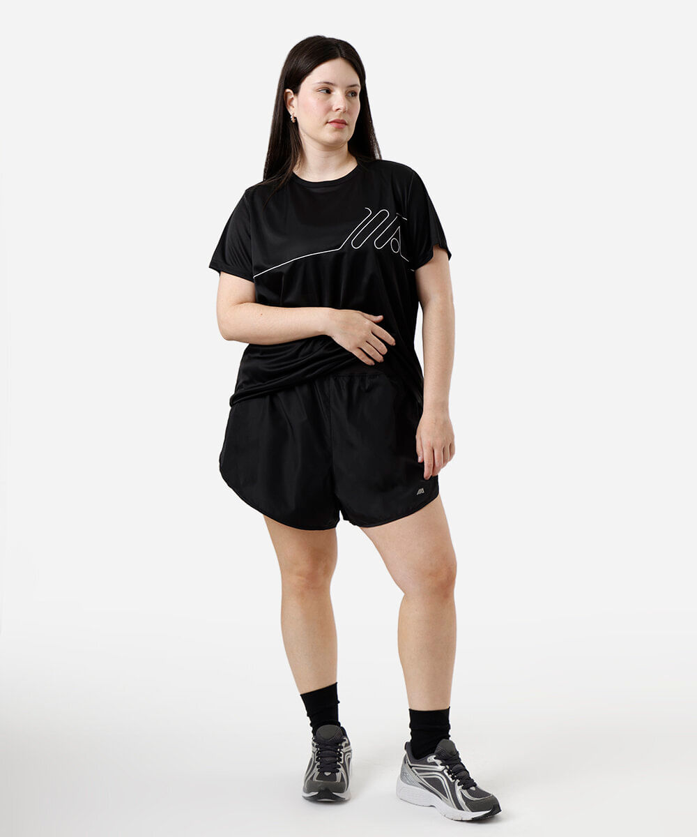short running feminino com bermuda interna esportivo ace plus size preto