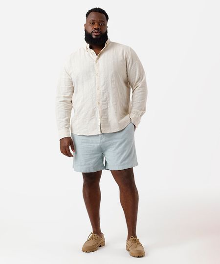 bermuda de linho com bolsos plus size verde GG2