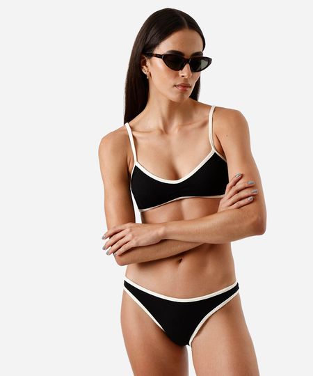 biquíni calcinha asa delta feminino bicolor preto G