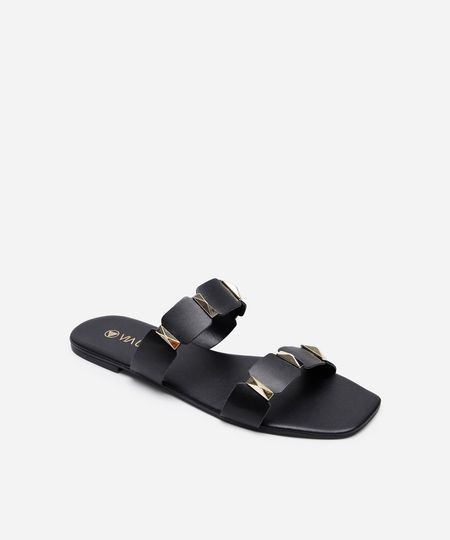 rasteirinha com tachas via uno preta 38 rasteirinha com tachas via uno preta 38