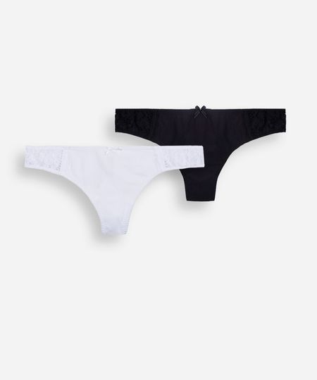 kit de 2 calcinhas fio dental com renda colorido G kit de 2 calcinhas fio dental com renda colorido G