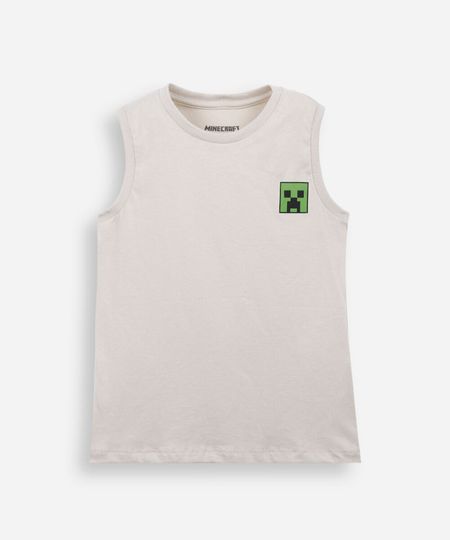 regata infantil de algodão minecraft bege 4 regata infantil de algodão minecraft bege 4