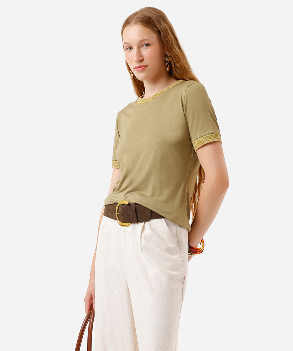 blusa feminina de viscose manga curta verde